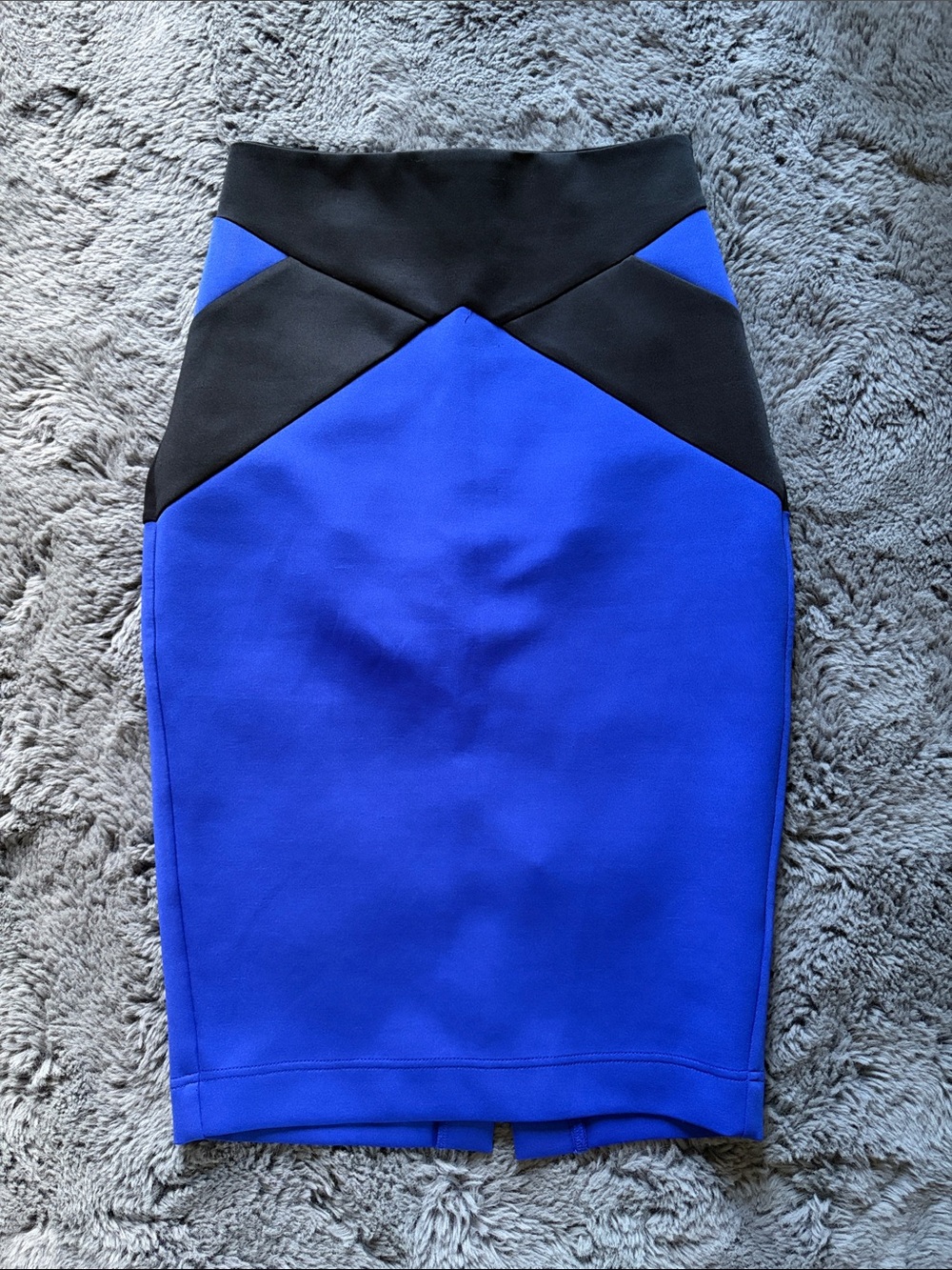 Bebe Rich Blue & Black Color Block Pencil Skirt